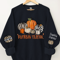 Lofaris Pumpkin Season Nana and Kids Custom Name CTH01 Sweatshirt