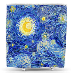 Lofaris The Star Night Abstract Oil Painting Shower Curtain