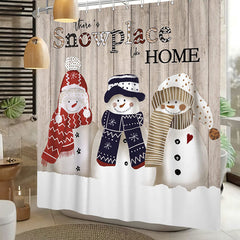 Lofaris Theres Snowplace Home Wood Christmas Shower Curtain