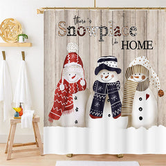 Lofaris Theres Snowplace Home Wood Christmas Shower Curtain
