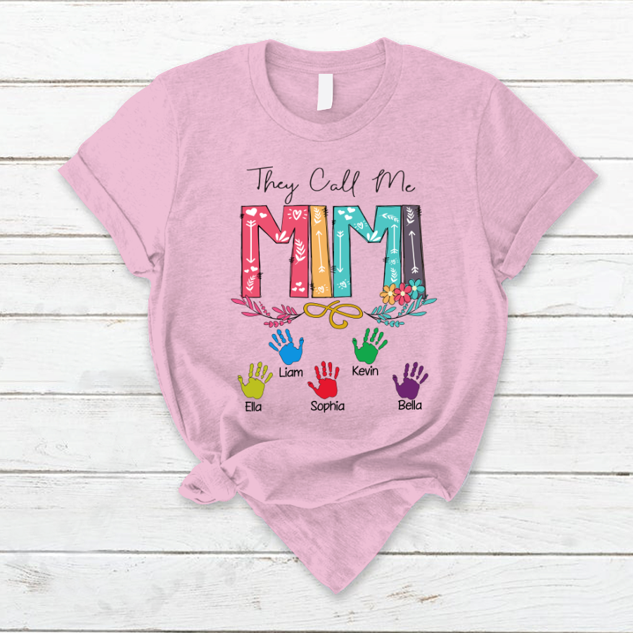 Lofaris They Call Me Mimi Kids Hands Mothers Day T-Shirt