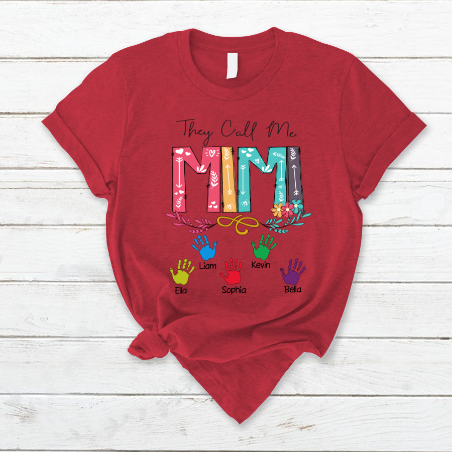 Lofaris They Call Me Mimi Kids Hands Mothers Day T-Shirt