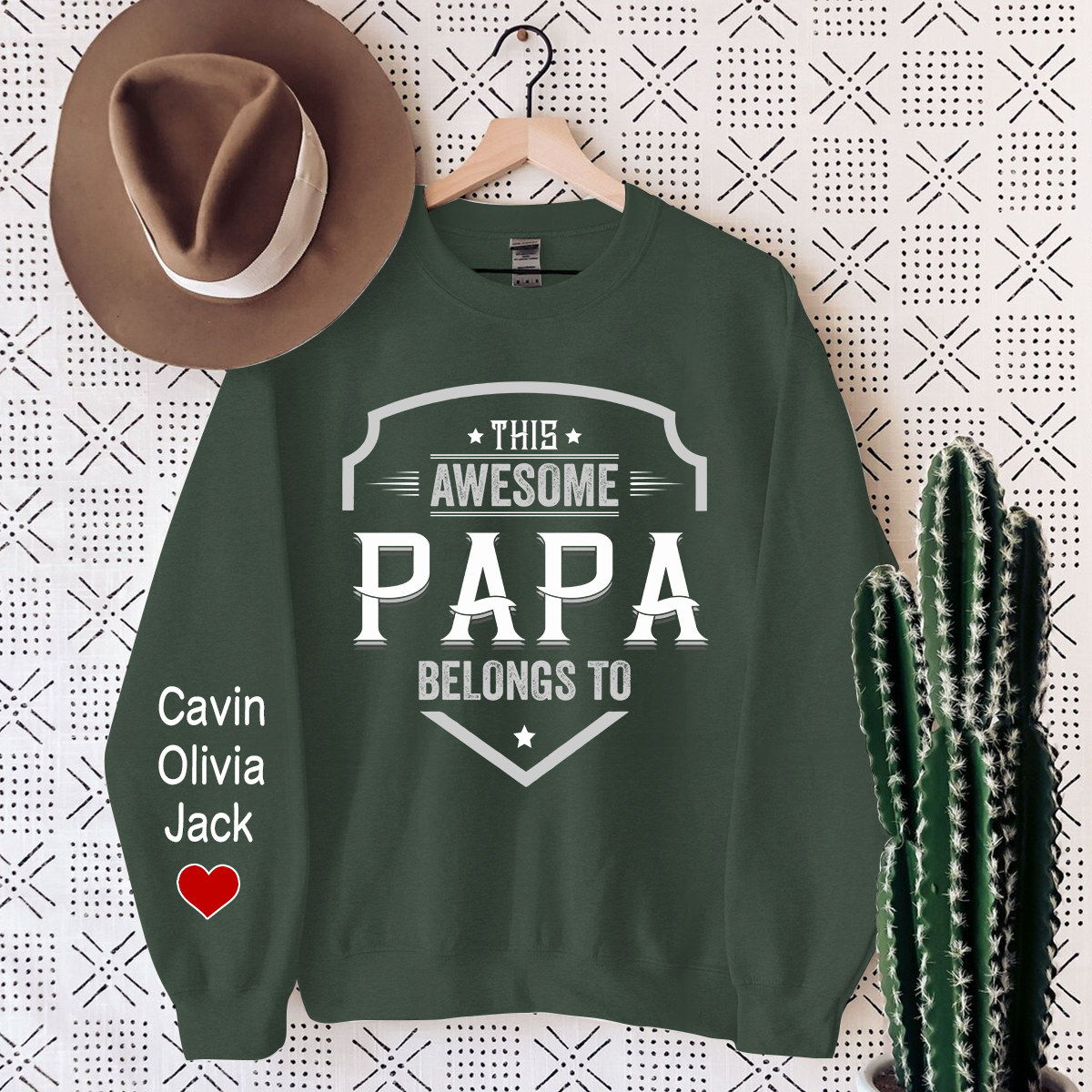 Lofaris This Awesome Papa Belongs To Custom Name Sweatshirt