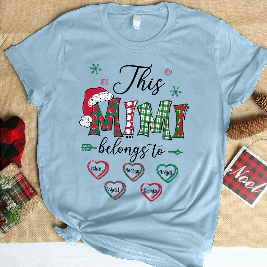 Lofaris This Mimi Belongs to Christmas Hearts Custom T-Shirt