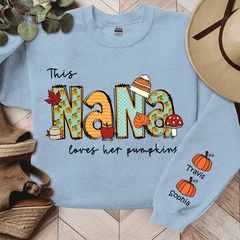 Lofaris Personalized Nana Autumn Sweatshirt This Loves Her Pumpkins Grandma Gift TH