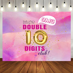 Lofaris Tie Dye Pink Double 10 Digits Club Birthday Backdrop