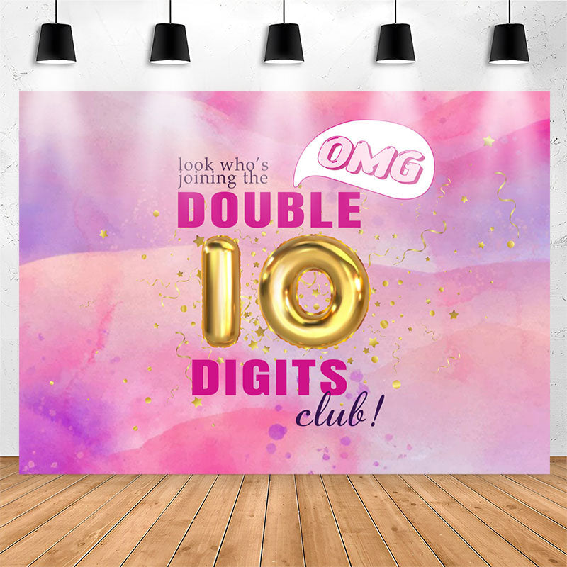 Lofaris Tie Dye Pink Double 10 Digits Club Birthday Backdrop