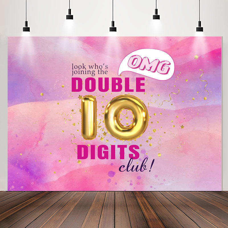 Lofaris Tie Dye Pink Double 10 Digits Club Birthday Backdrop