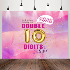 Lofaris Tie Dye Pink Double 10 Digits Club Birthday Backdrop