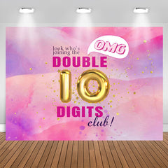 Lofaris Tie Dye Pink Double 10 Digits Club Birthday Backdrop
