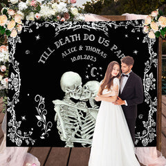 Lofaris Till Death Do Us Part Floral Halloween Wedding Backdrop