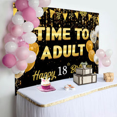 Lofaris Time To Adult Gold Black Bokeh 18 Birthday Backdrop