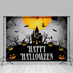 Lofaris Tomb Castle Scared Pumpkins Night Happy Halloween Backdrop