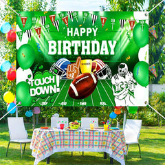 Lofaris Touch Down Green Football Field Birthday Backdrop