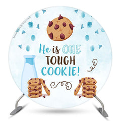 Lofaris Tough Cookie Light Blue Round 1st Birthday Backdrop