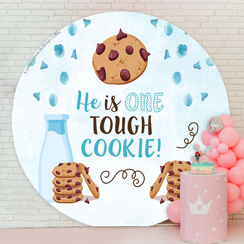 Lofaris Tough Cookie Light Blue Round 1st Birthday Backdrop