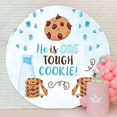 Lofaris Tough Cookie Light Blue Round 1st Birthday Backdrop