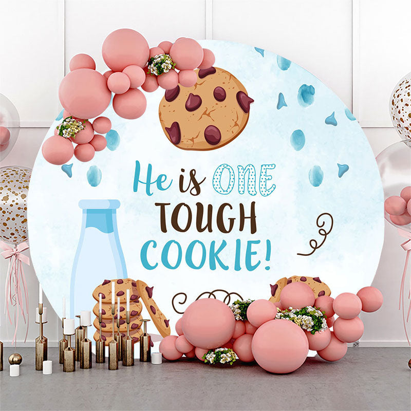 Lofaris Tough Cookie Light Blue Round 1st Birthday Backdrop