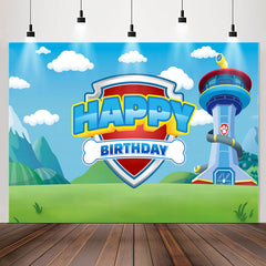 Lofaris Tower Grassland Blue Sky Happy Birthday Backdrop