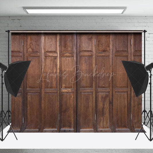 Lofaris Traditional Brown Retro Wooden Door Photo Backdrop