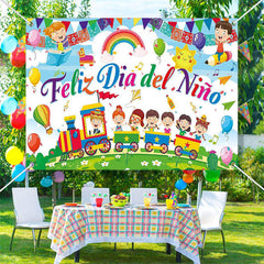 Lofaris Train Feliz Dia Del Nino Children Day Backdrop