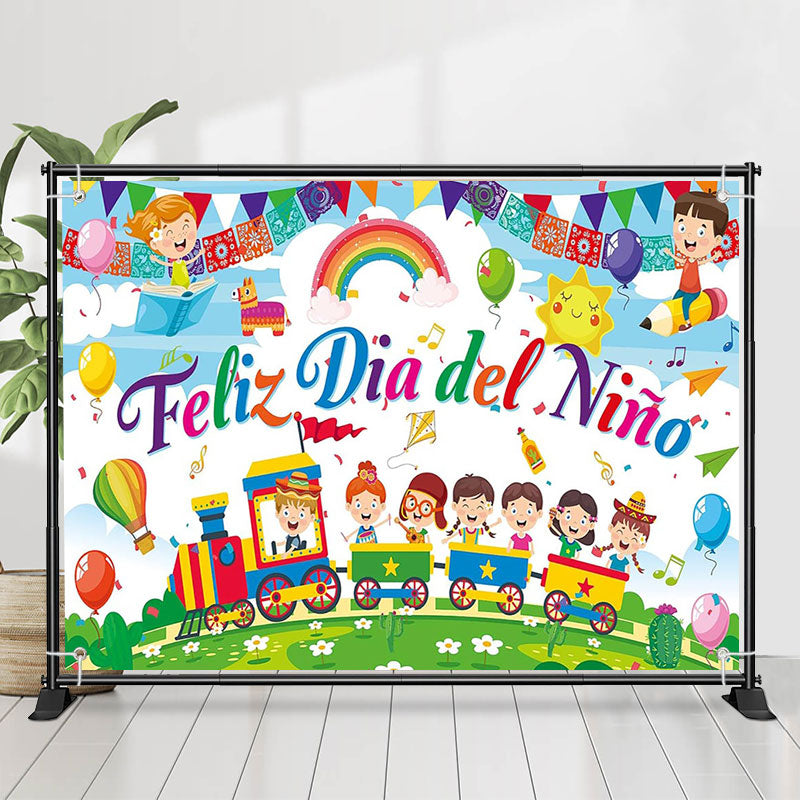 Lofaris Train Feliz Dia Del Nino Children Day Backdrop