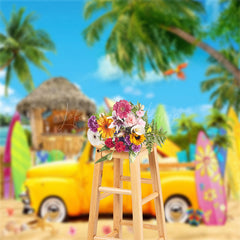 Lofaris Traveling Coconut Tree Car Bar Beach Summer Backdrop