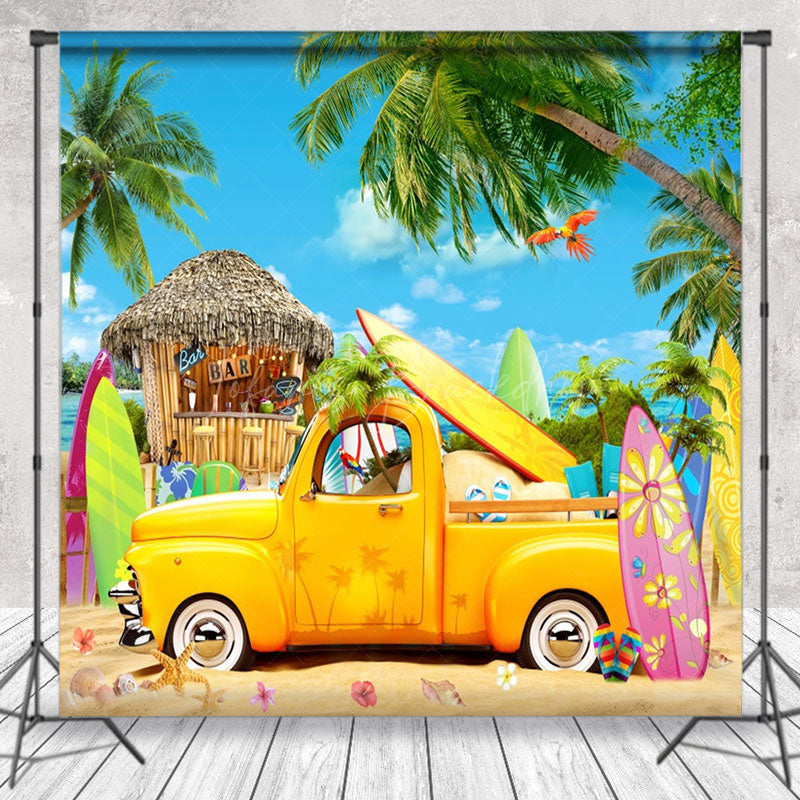 Lofaris Traveling Coconut Tree Car Bar Beach Summer Backdrop