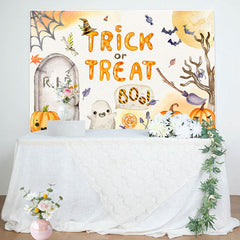 Lofaris Trick Or Treat Little Boo Pumpkin Halloween Backdrop