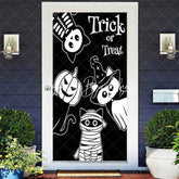 Lofaris Trick Or Treat White Black Cats Halloween Door Cover