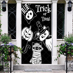 Lofaris Trick Or Treat White Black Cats Halloween Door Cover