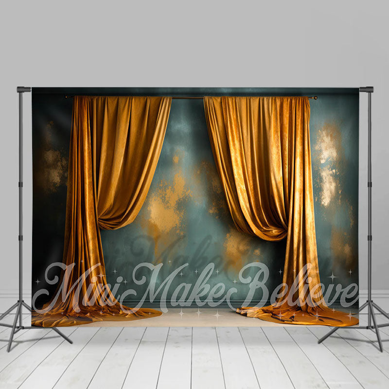 Lofaris Trim Moulding Gold Blue Curtains Fine Art Backdrop