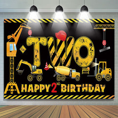 Lofaris Truck Excavator Digger Black 2nd Birthday Backdrop