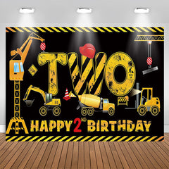 Lofaris Truck Excavator Digger Black 2nd Birthday Backdrop