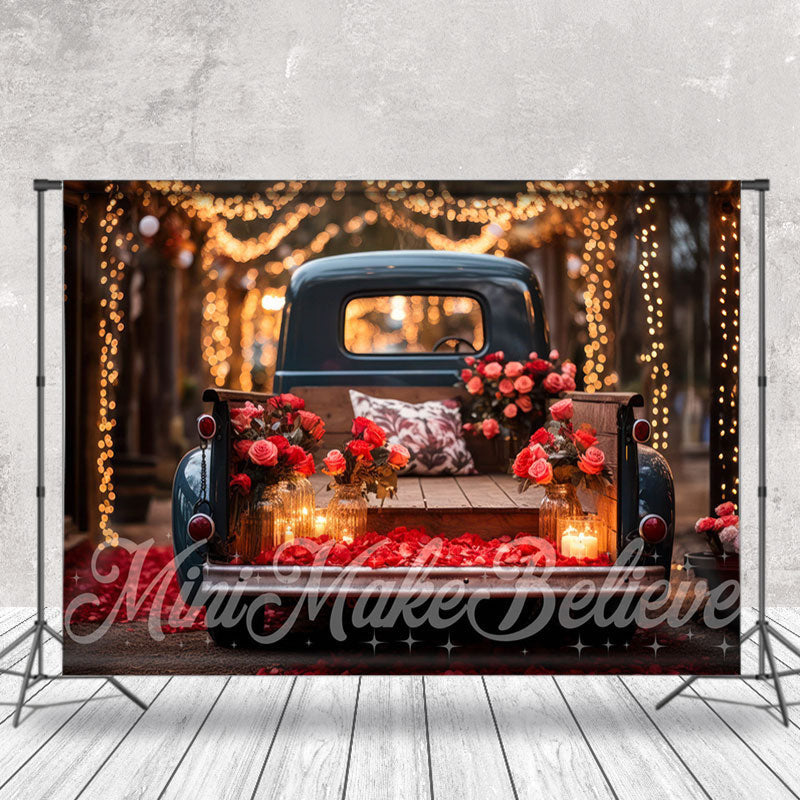 Lofaris Truck Light Floral Valentines Day Photo Backdrop