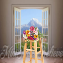 Lofaris Tulip Snow Mountain Door And Window Spring Backdrop