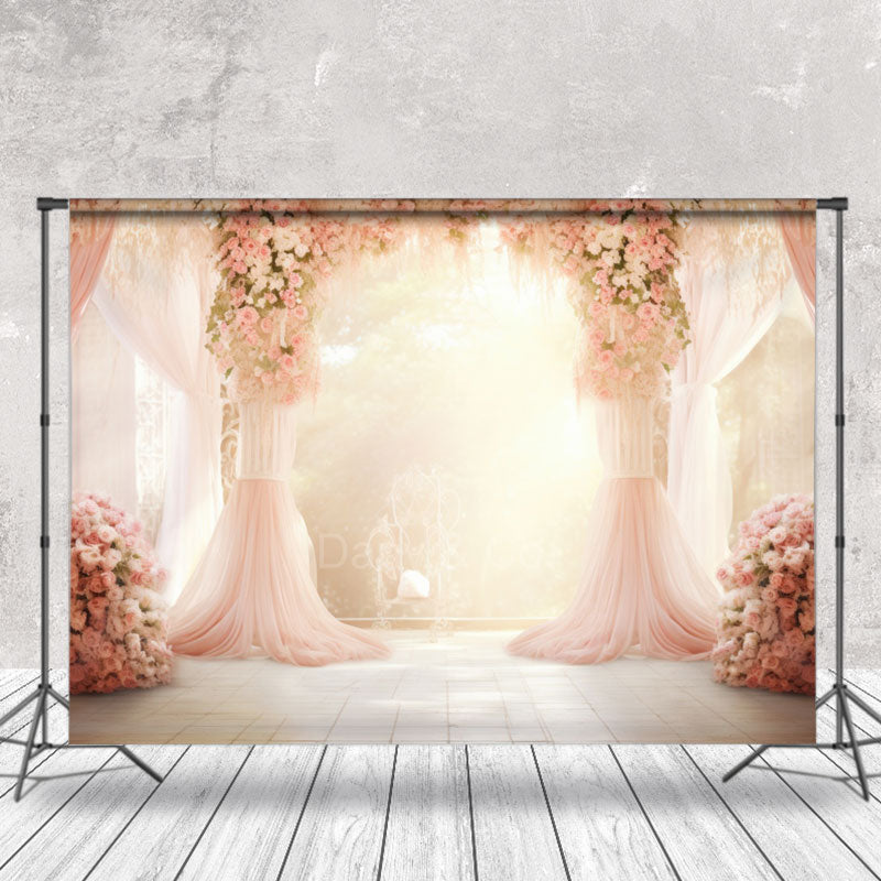 Lofaris Tulle Curtain Rose Decoration Wedding Photo Backdrop