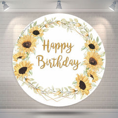 Lofaris Turnsole Ring Leaves Happy Birthday Round Backdrop