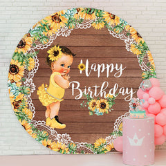 Lofaris Turnsole Wooden Round Birthday Backdrop For Girls