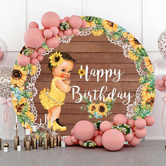 Lofaris Turnsole Wooden Round Birthday Backdrop For Girls