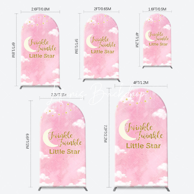 Lofaris Twinkle Little Star Pink Sky Arch Baby Shower Backdrop