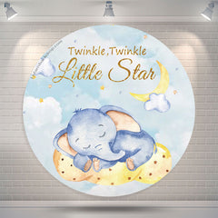 Lofaris Twinkle Star Elephant Baby Shower Round Backdrop