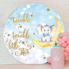 Lofaris Twinkle Star Elephant Round Baby Shower Backdrop