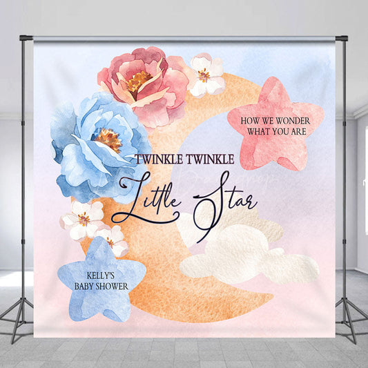 Lofaris Twinkle Star Floral Moon Custom Baby Shower Backdrop