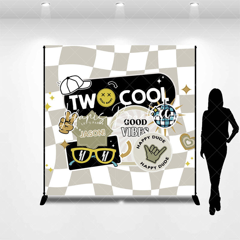 Lofaris Two Cool Happy Dude Custom Kids 2nd Birthday Backdrop
