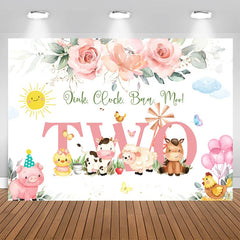 Lofaris Two Floral Plants Animals 2nd Birthday Backdrop