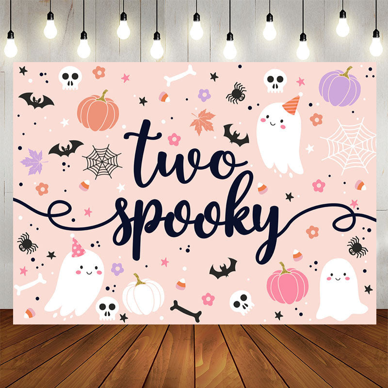 Lofaris Two Spooky Halloween Ghost 2nd Birthday Backdrop