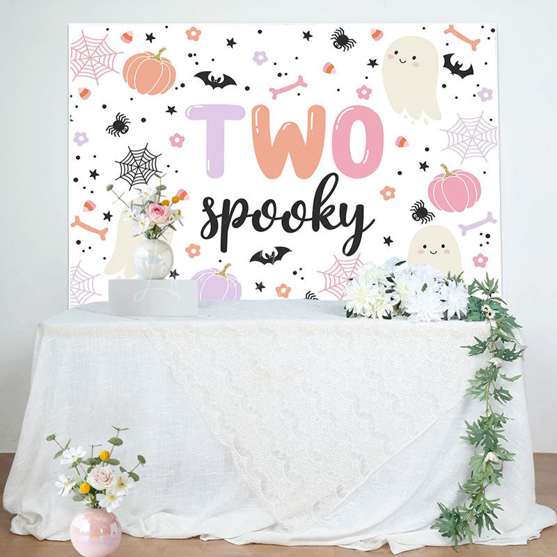 Lofaris Two Spooky Little Boo Halloween Birthday Backdrop