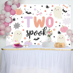 Lofaris Two Spooky Little Boo Halloween Birthday Backdrop