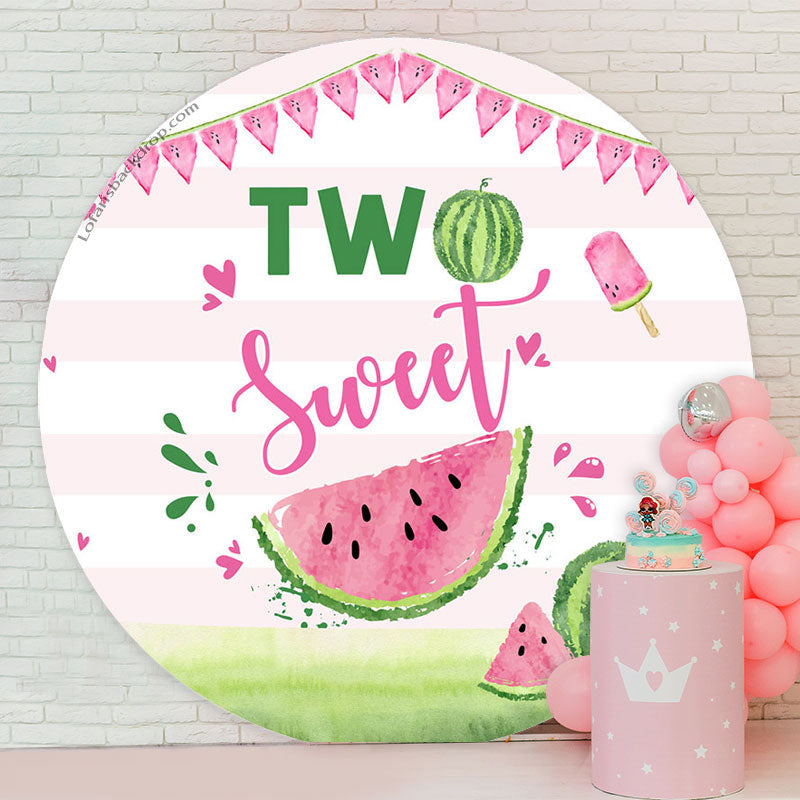 Lofaris Two Sweet Watermelon Round 2nd Birthday Backdrop